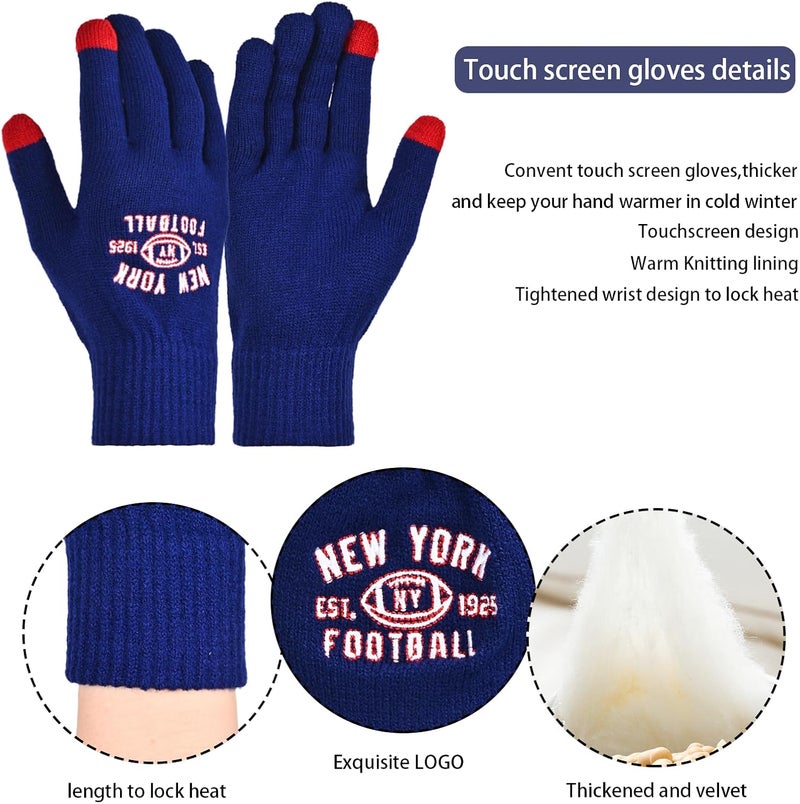 mtstaowe Vintage Classic Skull Cap Embroidery Beanie Fasion Hat Cuffed Winter Hat Knit Comes with Warm Gloves Gifts for Men Women Fans - Image 2